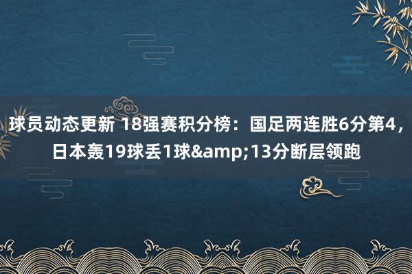 球员动态更新 18强赛积分榜：国足两连胜6分第4，日本轰19球丢1球&13分断层领跑