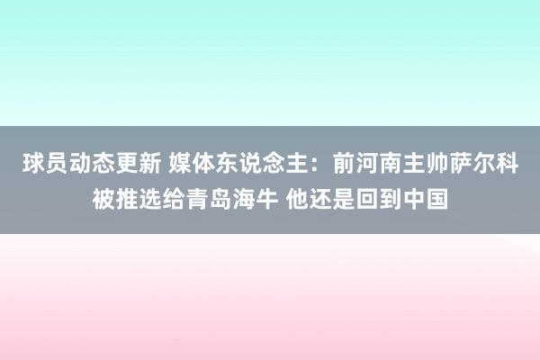 球员动态更新 媒体东说念主：前河南主帅萨尔科被推选给青岛海牛 他还是回到中国