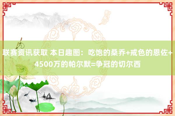 联赛资讯获取 本日趣图：吃饱的桑乔+戒色的恩佐+4500万的帕尔默=争冠的切尔西