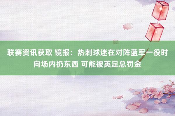 联赛资讯获取 镜报：热刺球迷在对阵蓝军一役时向场内扔东西 可能被英足总罚金