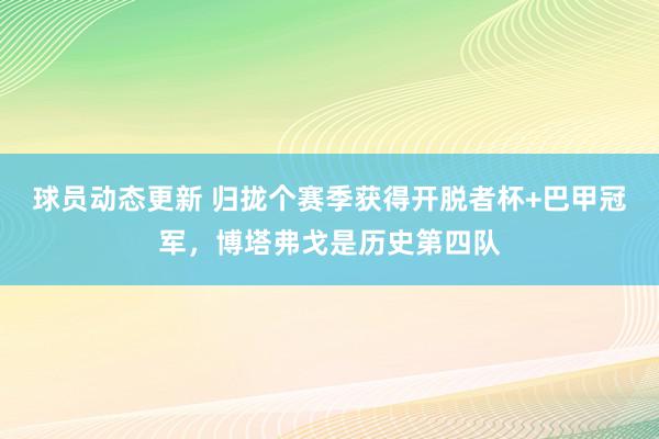 球员动态更新 归拢个赛季获得开脱者杯+巴甲冠军，博塔弗戈是历史第四队