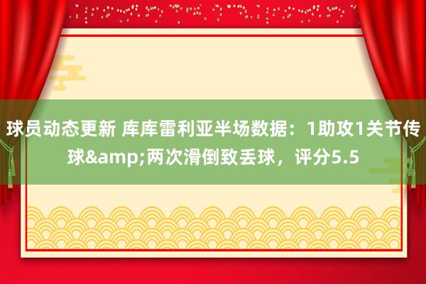 球员动态更新 库库雷利亚半场数据：1助攻1关节传球&两次滑倒致丢球，评分5.5